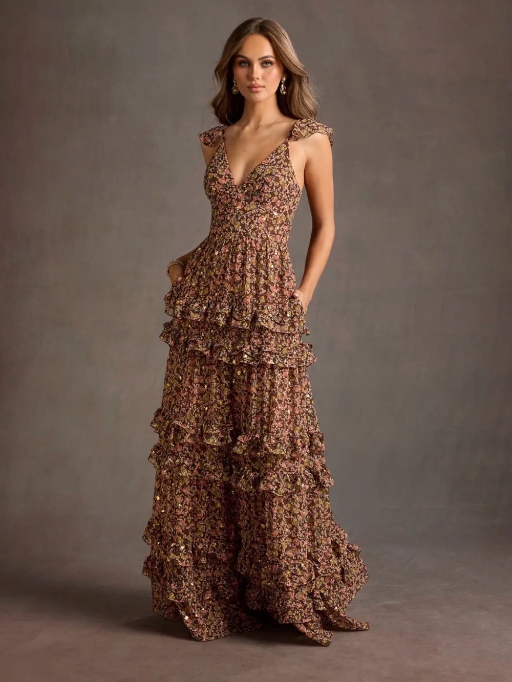 Azazie Shay Pink Floral Maxi Dress